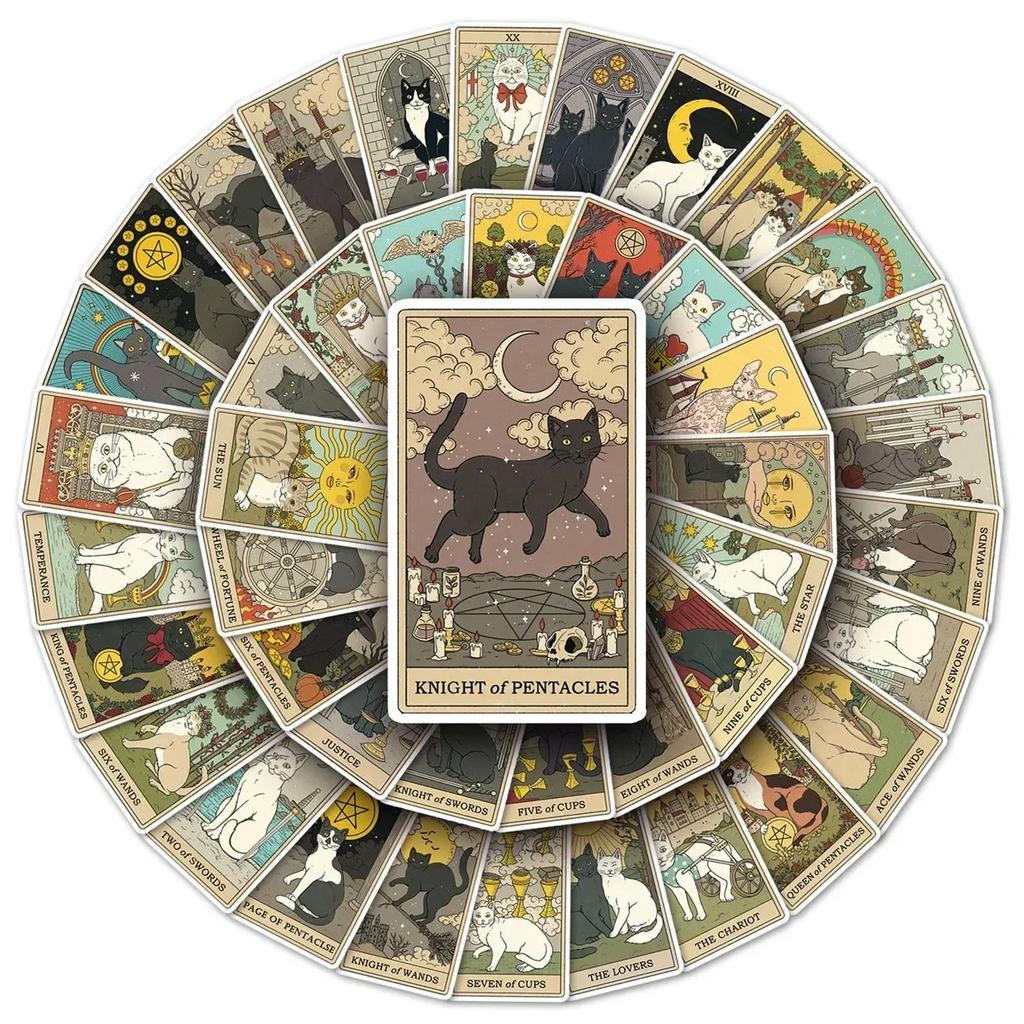 78 INS Novelty Cartoon Cute Kawaii Cat Tarot Card Stickers PVC Waterproof Stickers Decals For Kids Boys Girls Toys Gifts