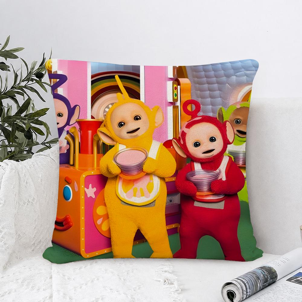 Childrens TTeletubbys Cushion Cover Plush Fabric Soft Double Sided Print Sofa Cushion Cover Throw Pillow Covers