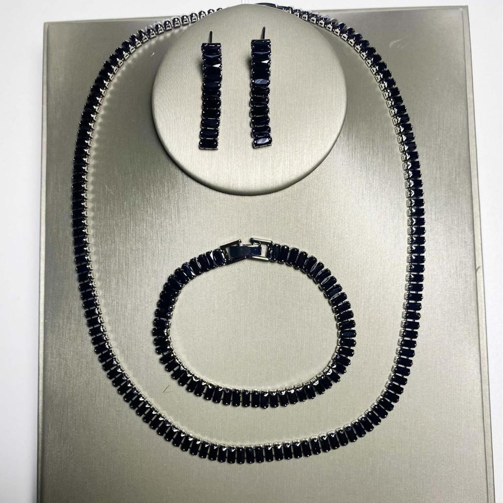 Multi-color Zircon Claw Chain Necklace & Colorful Zircon Choker Bracelet Earrings Set for Women