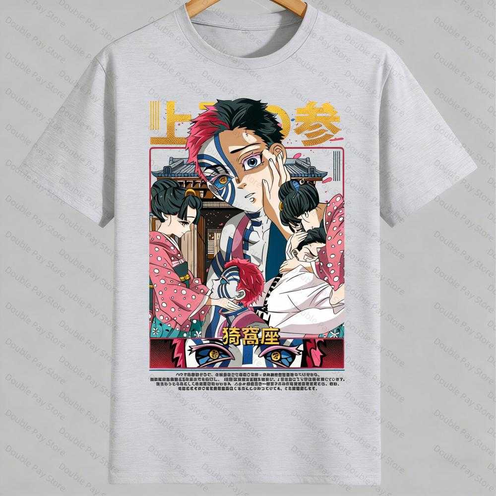 2026 New Year Akaza Anime Tshirt Devil Killer Shirt Anime Pattern Sports Shirt Anime Women Tshirt Gift Unisexs Anime Tshirt S