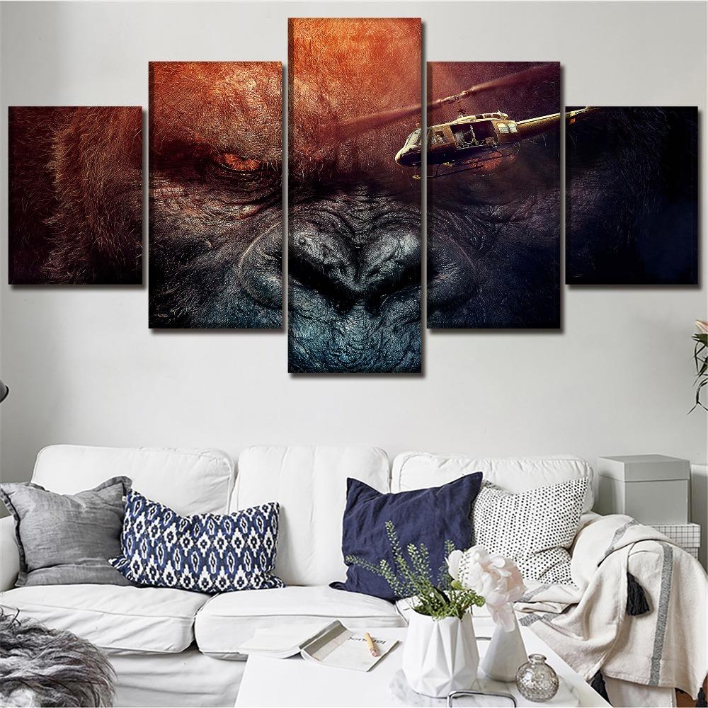 

No Framed Canvas 5Pcs Orangutan King Kong Animal Movie Wall Posters Paintings Home Decor Accessories Living Bedroom Decoration 20x35 20x45 20x55cm