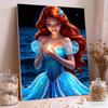 Disney Ariel Deep Sea Starlight Pearl Painting Hands Holding Starlight Blue Diamond Pearl Dress Starfish Hair Accessories Frameless Art Painting