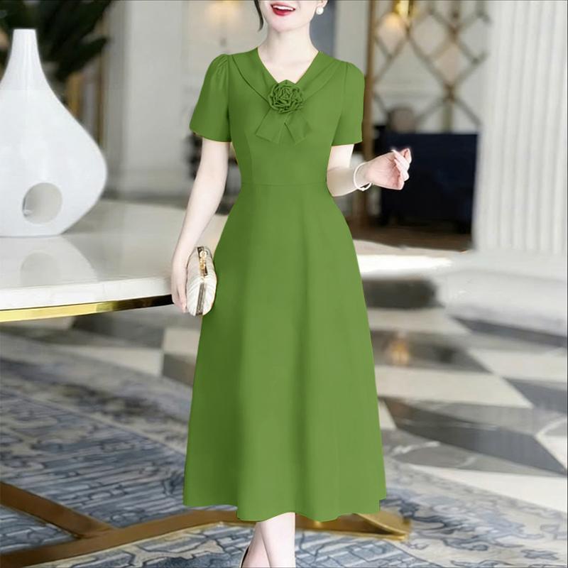 ZANZEA Women Casual V-Neck Summer Short Sleeve Loose Long Dress