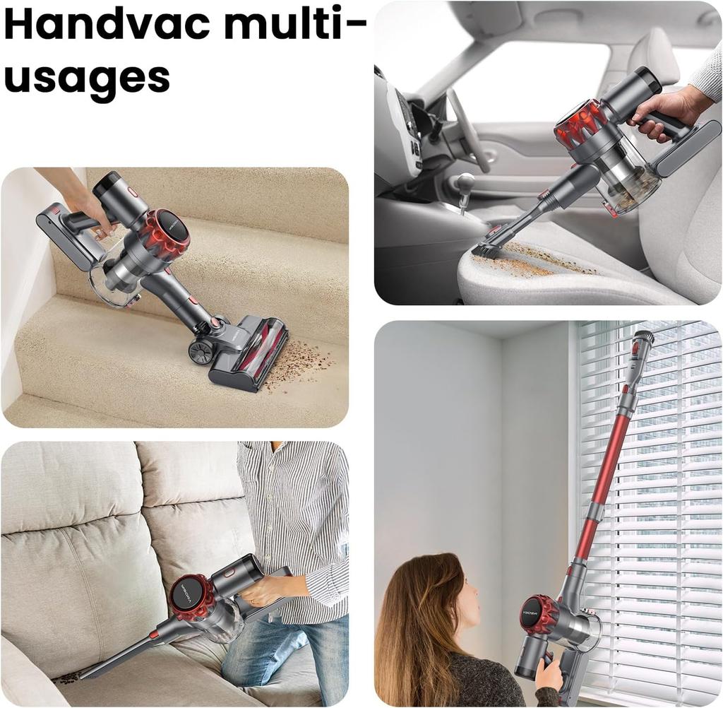 S3P Red-gray Cordless Broom Vacuum Cleaner