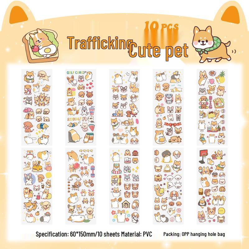 Pet Planet Cute Cartoon Children's Waterproof Notebook Stickers Set