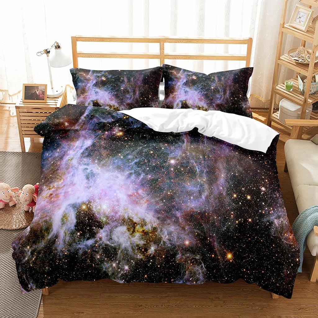 Hubble Image King Queen Duvet Cover Vast Starry Sky Bedding Set Bright Universe Landscape Quilt Cover Polyester Comforter Cover