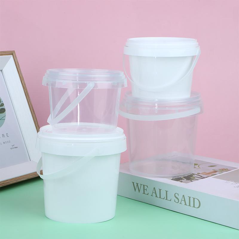 500/1000Ml Transparent Plastic Bucket With Lid And Handle Food Storage Container