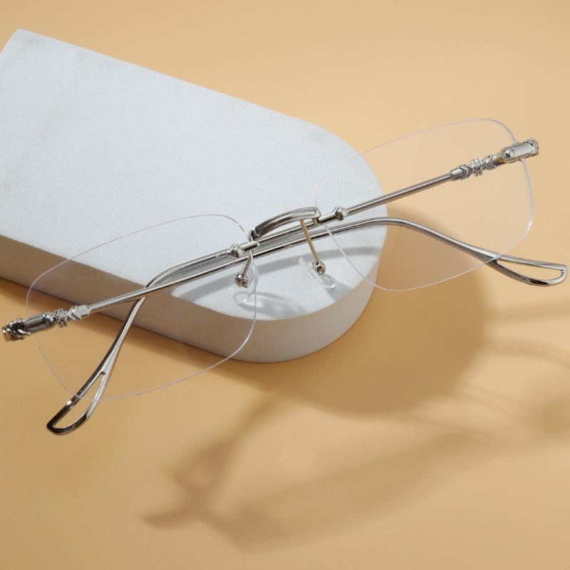 Elegant Rimless Square Frameless Glasses for Women - Chic Vintage Style Clear Lens