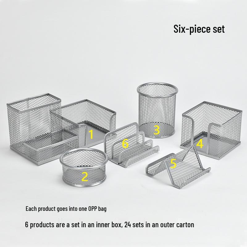 Iron Mesh Multifunctional Pen Holder - Creative Desktop Stationery Organizer for Office & Student Use