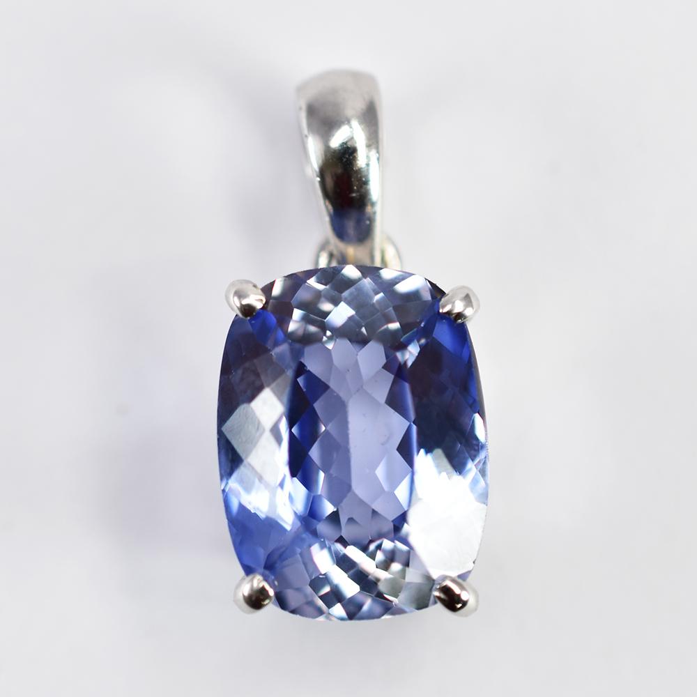 Natural Blue Sapphire Pendant 23 Ct 925 Sterling Silver Jewelry September Birthday Birthstone