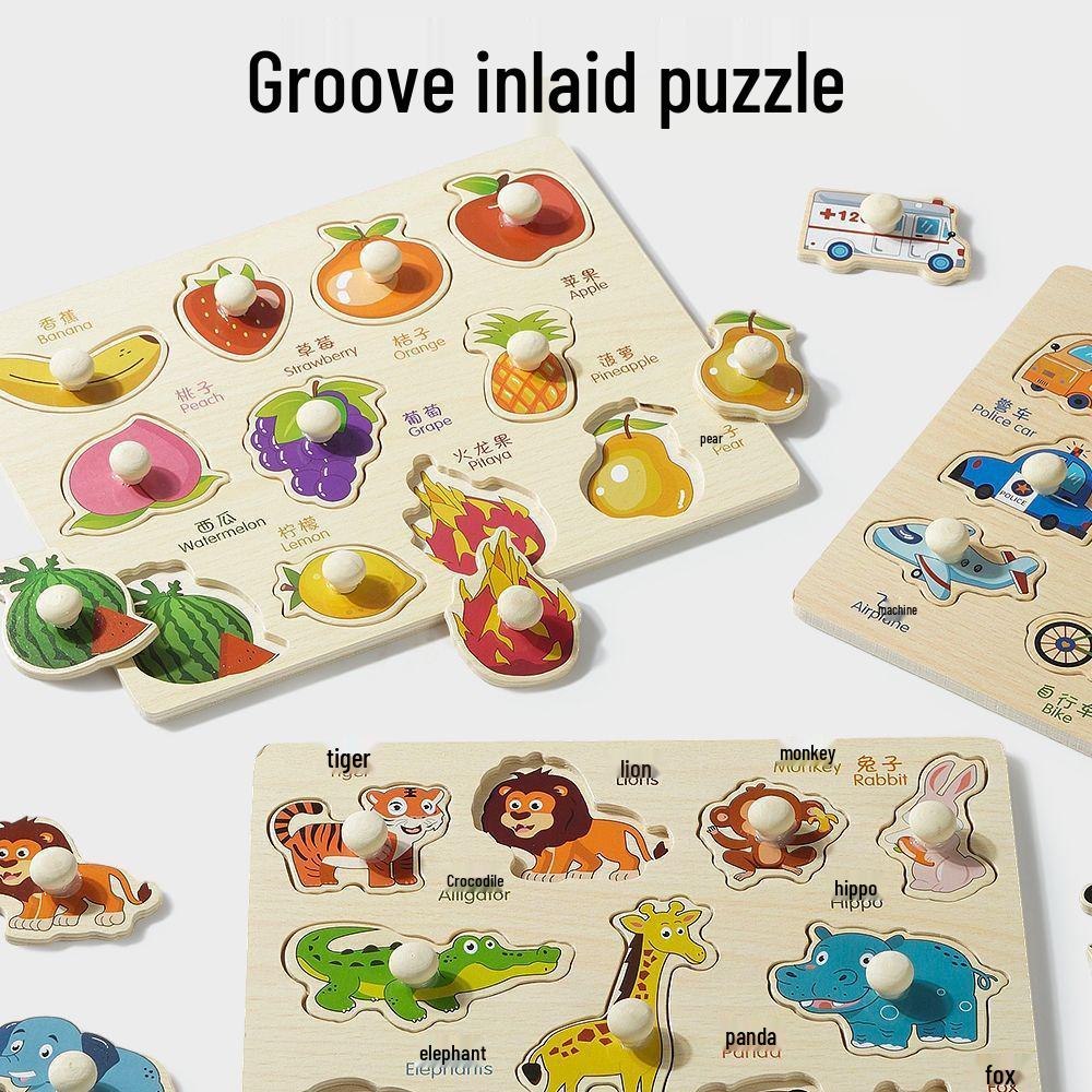 Montessori Grasping Puzzle Board for Infants (1-2.5 Years) - Shape Matching Blocks