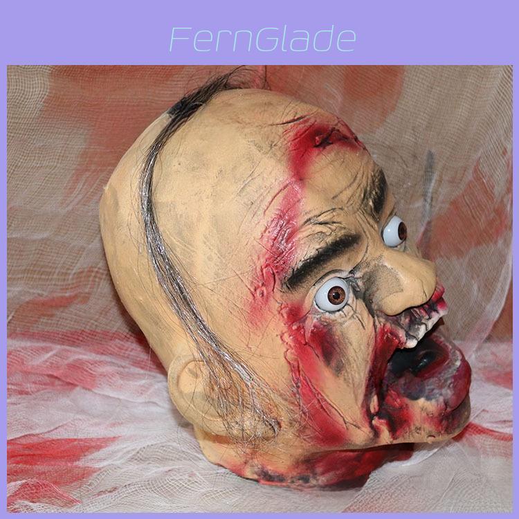 Horror Latex Foam Zombie Dry Corpse Hanging Head For Halloween Escape Room Decor And Costume