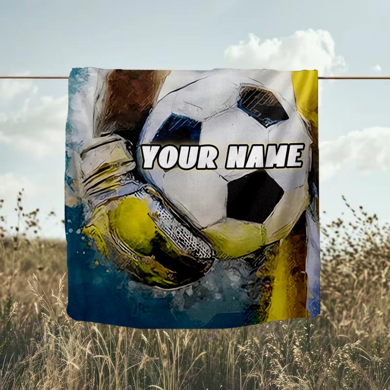 1PC Custom Name Soccer Dreams Outdooor Flannel Blankets Throw Blanket All-Season Throw Gift Bedspread for Couch, Bed, Camping Holiday Birthda