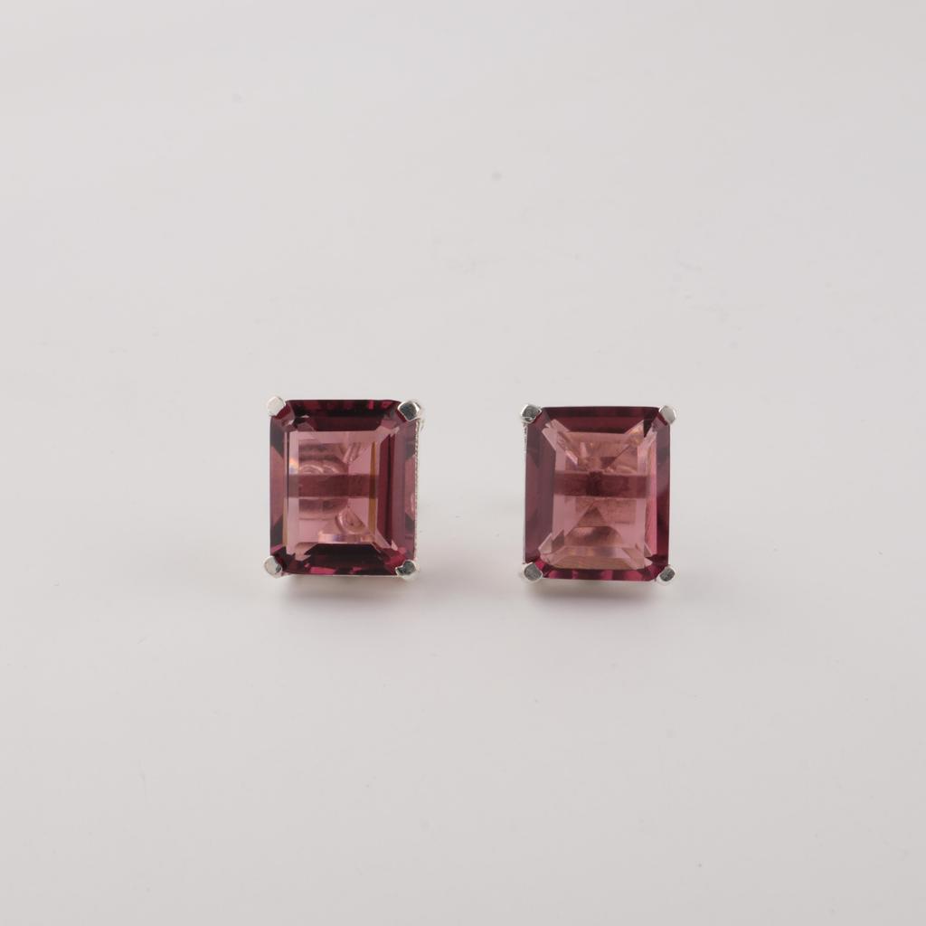 Rhodolite Gemstone 925 Sterling Silver Jewelry Handcrafted Studs Earrings 0.4" Birthday Gift For Her EE-179-12