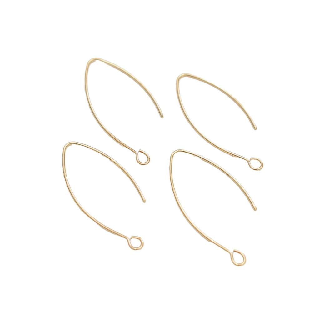 10pcs Color Retention 14K Gold French Ear Hook Accessories, Porous Jewelry Diy Handmade Work In Progress V-Shaped Beaded