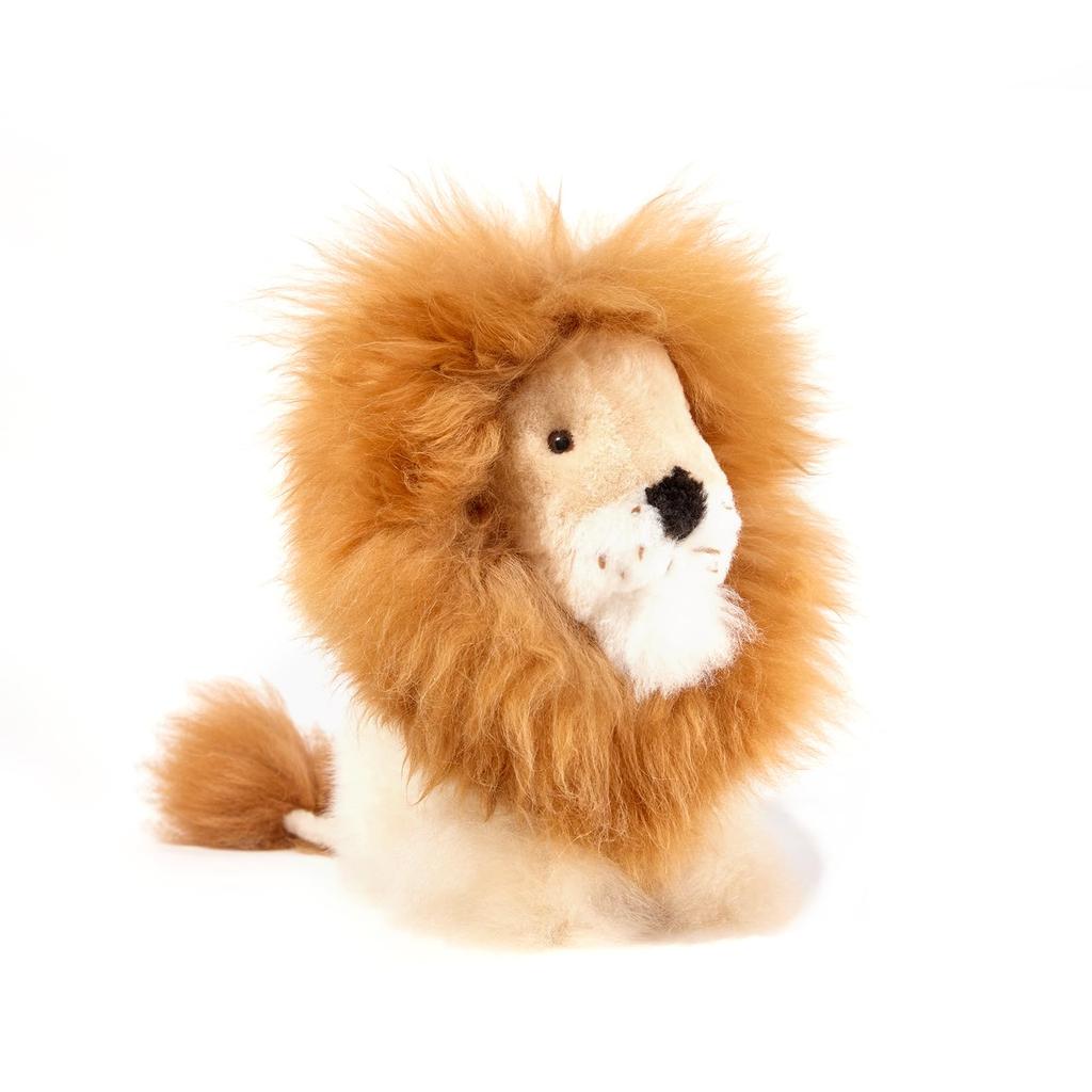 INJOI Plush Animal, Natural Alpaca Fur, Rare, Fluffy, Handmade, Cute, Perfect Gift for Anniversaries and Special Occasions (Lion, 30cm, Natural,