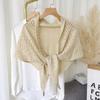 Triangle Shape Stripe Knitted Shawl Warp Knitting Shoulder Scarf Sun Protection Cape  Female