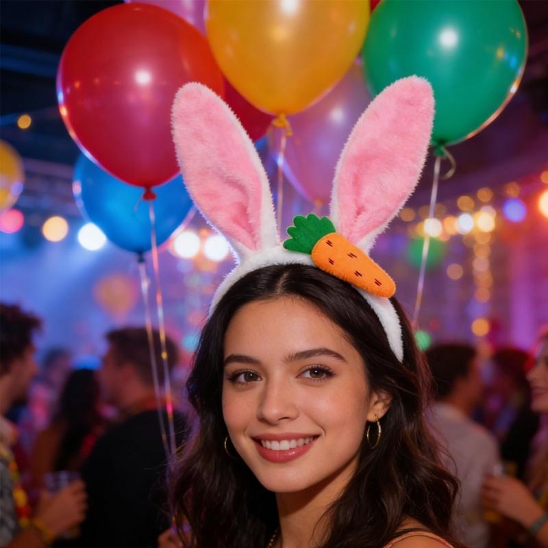 Easter Hare Ear Carrot Hairband Plush Soft Hare Ear Headband For Kids Adult Easter Cosplay Festival Celebration