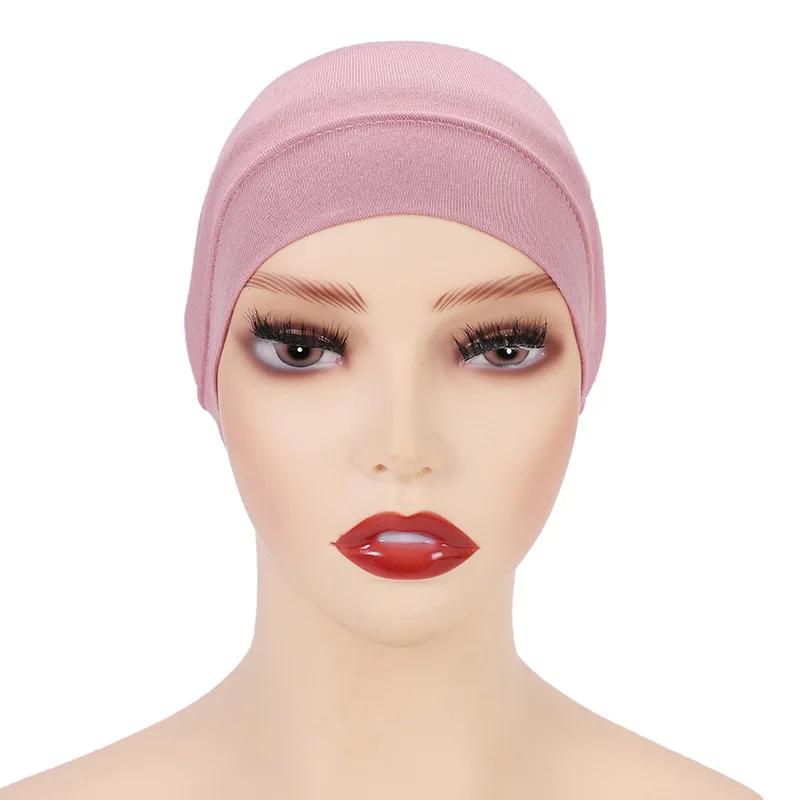Weiß Beige Rot Grau Damen Innen Hijab Kappe Muslimischer Turban Islamische Unterkappe Weibliches Stirnband Turbante Mujer