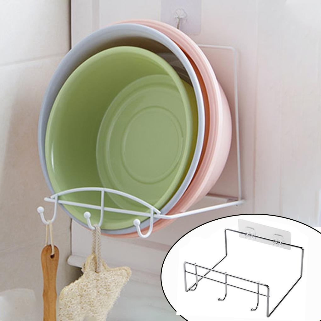 No Punching Face Basin Rack Wall Hanging Toilet Hook Shelf Multi-functional Bathroom Stand Folding Style