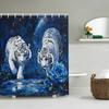 White Tiger Bathroom Four-Piece Set - Avant-garde Waterproof Shower Curtain, creating a complete bathroom suite