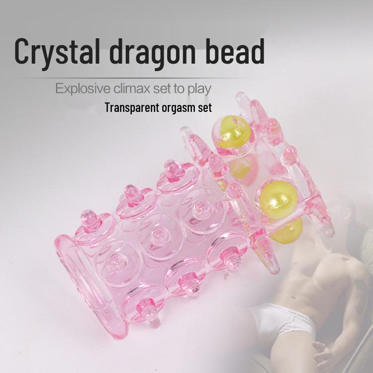 Pearl Enhanced Penis Sleeve with Dragon Balls - Sex Aid Training Toy with Fun Crystal Lock Sperm Ring.