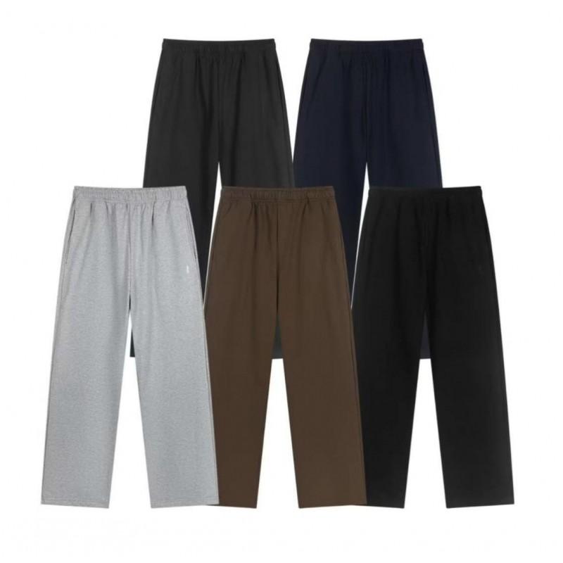 Mens Loose Straight Leg Cotton Pants 2026 Casual Sports Drawstring Trousers
