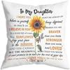 Sunflower Message Printed Pillowcase Bedroom Living Room Sofa Home Decoration Gift for My Daughter Letter Cushion Cover,