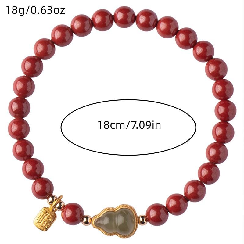 Lucky Imitation of Hotan Jade Cinnabar Red Gold Color Bead Natural Stone Beaded Bracelet for Women Bracelet Party Good Luck Gift