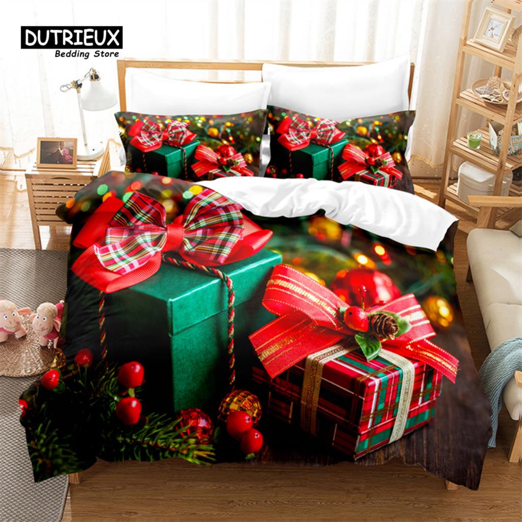 Christmas Santa Bedding Set Christmas Duvet Cover Set 3D Bedding Queen Size Fashion Design Christmas Gifts
