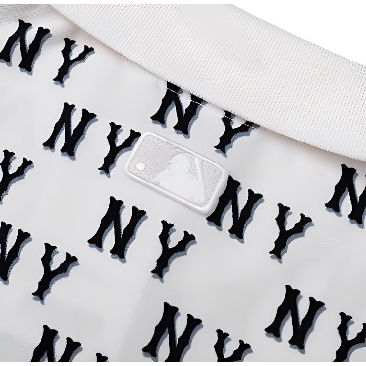 MLB Soft And Comfortable All Over Print Loose Casual Polo Collar Short Sleeve Dress Women Dresses White 3FOPM0643-50CRS