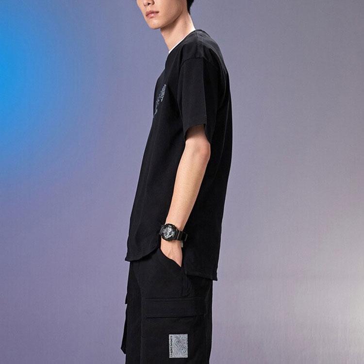 Li Ning Round Neck Pullover Short Sleeve Cultural T-Shirt Men T-Shirts Black AHSR911-1