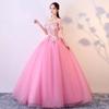 One-word shoulder colored yarn dress choir performance conductor costume student art exam dress banquet tutu dress evening dress