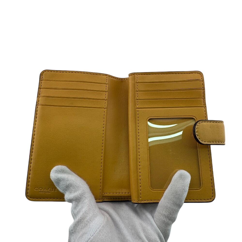 Coach L-shaped Fastener Signature PVC Bifold Wallet Beige PVC Used