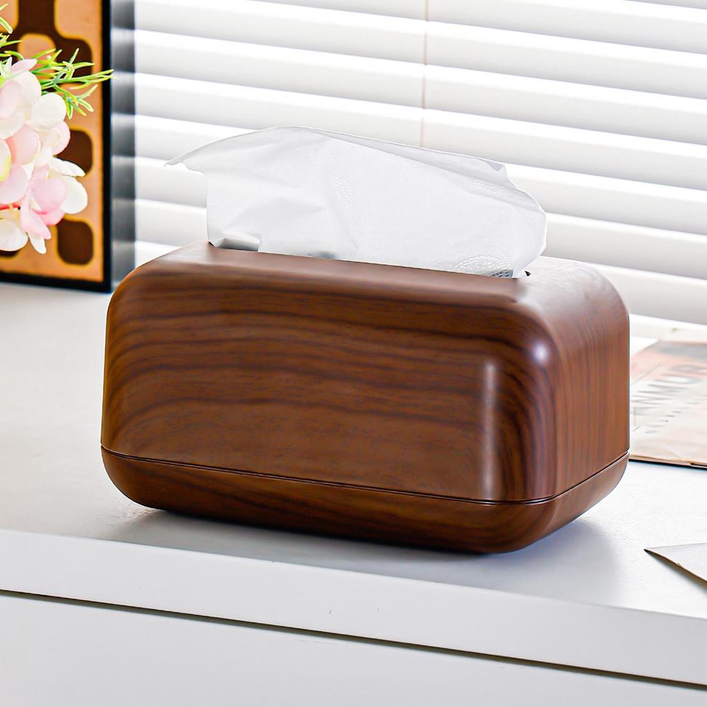 Walnut Color Plastic Tissue Box for Office and Living Room