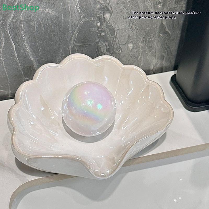 1pcs Creative Shell Shaped Soap Box, Household Bathroom Drain Rack, Light Luxury Bathroom Storage Artifact