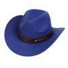 Women Men Western Cowboy Hat, Wide Curved Brim Felt Cowgirl Hat, Vintage Jazz Riding Hat, Removable Hat Belt, Head Circumference 56‑58cm