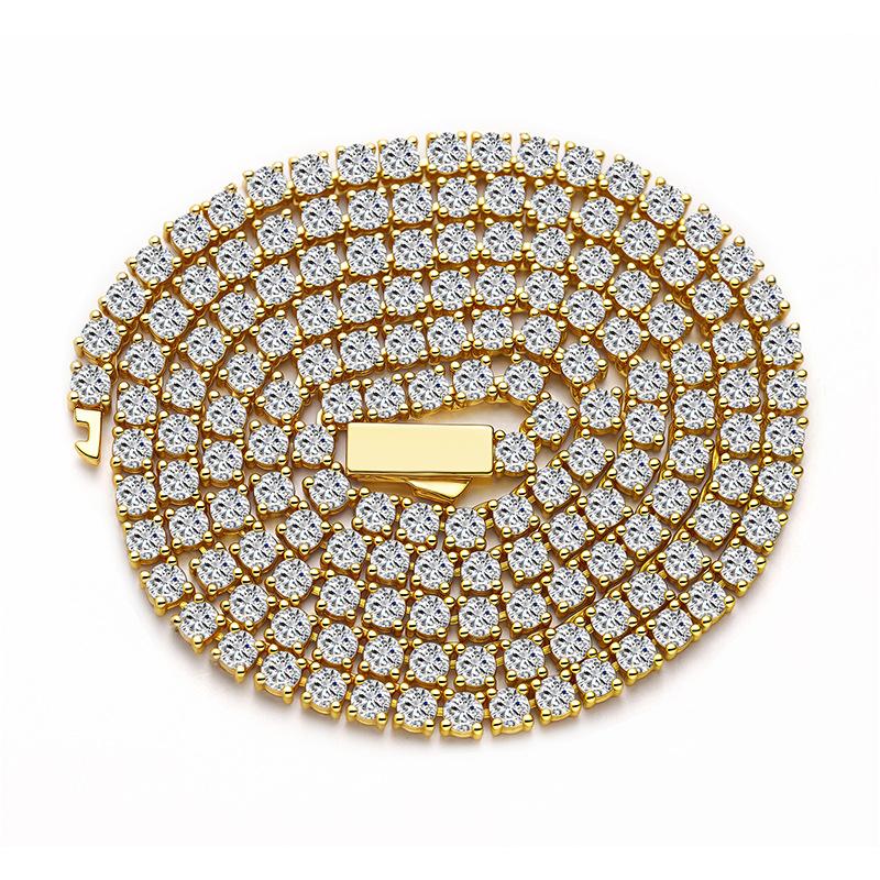 S925 Silver Hip Hop Bracelet Light Luxury High Sense Rap Full Diamond European and American Necklace