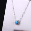 KELITCH Fashion Women's Choker Necklace Synthetic Opal Oval Pendant (16-18 inch) Chain (Blue)
