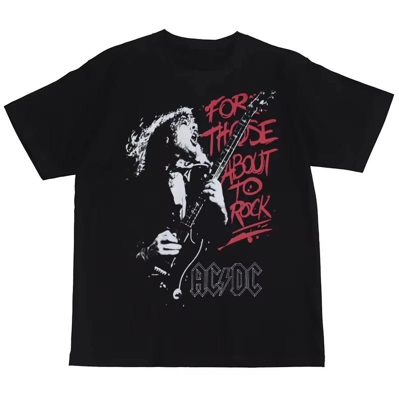 Módní trend léta 2025 Nové bavlněné tričko s krátkým rukávem s potiskem ACDC American Street Hip-hop Punk Nirvana Vintage