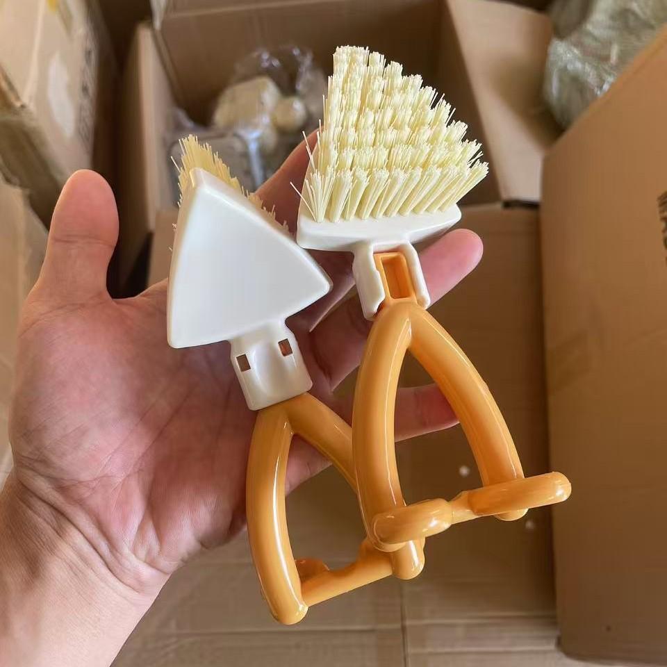 Triangular gap brush toilet floor brush Household bathroom Showerhead hole brush Kitchen hard bristle cleaning brush