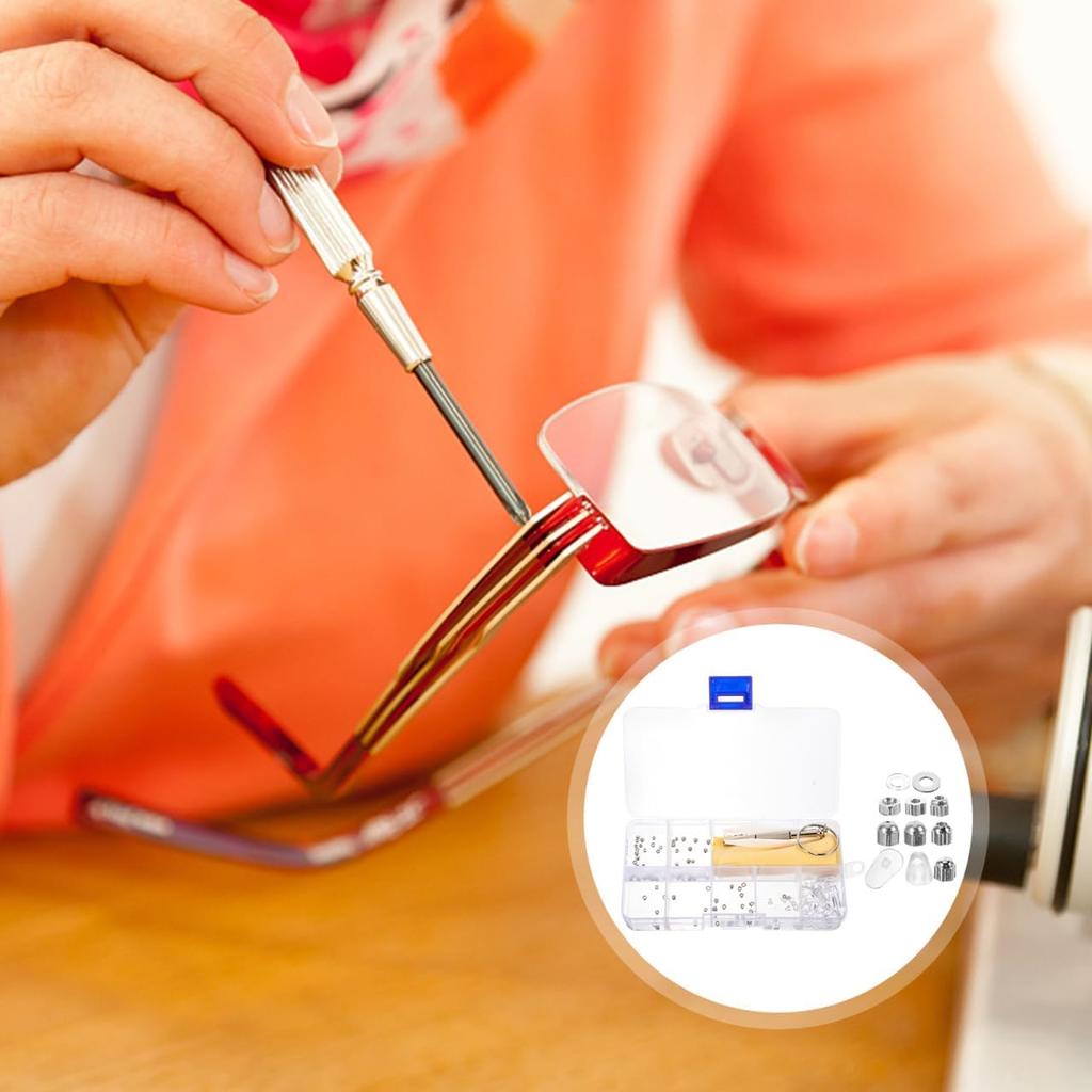 1Set Glasses Repair Kit with Screws Eyeglasses Replacement Nuts Metal Sunglasses Nuts for Quick Repairs Includes Essential Tools for Eyewear