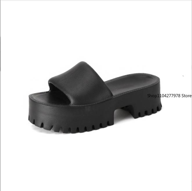 Fashion Punk Chunky Heels Mules Shoes Sandals For Women Rivet Platform Slide Sandals Open Toe Summer Street Goth Shoes Beach Shoes