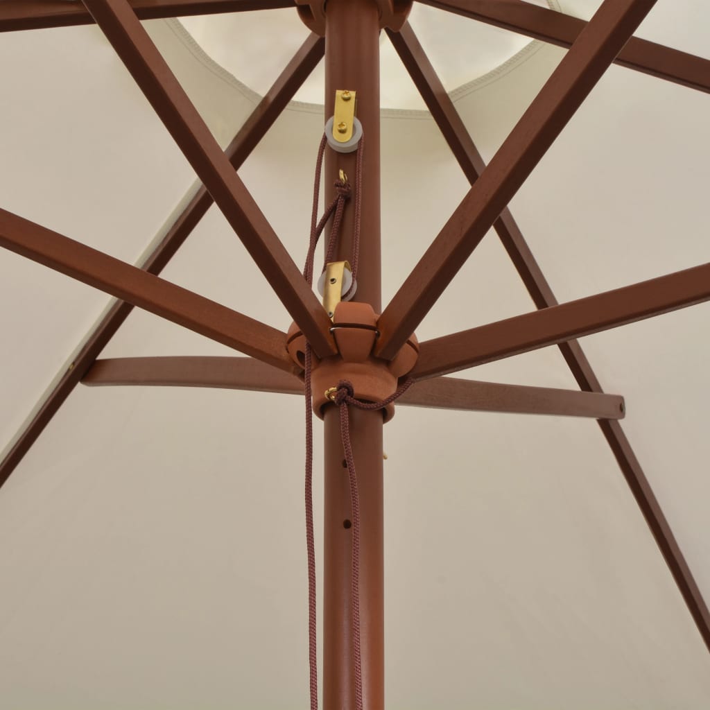 vidaXL Sonnenschirm 270×270 cm Holzstange Cremeweiß