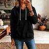 Damen Casual Locker geschnitten Farbe Langarm Kapuzen Pullover Sweatshirt Top für den täglichen Gebrauch