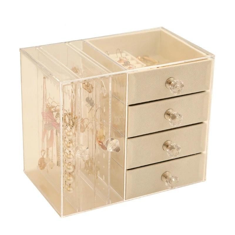 Drawer Style Jewelry Storage Box Transparent Organizer Makeup Organizer Earring Display Stand Bracket