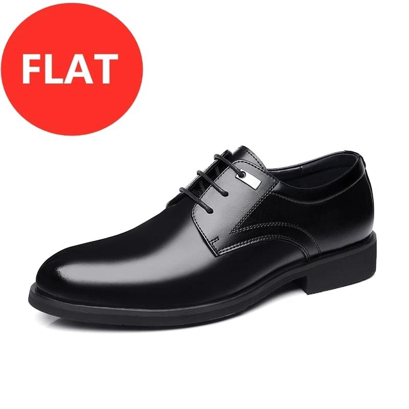 Fashion Men Flat / 6CM Heightening Elevator Shoes Hollow Breathable Business Formal Leather Shoes Man British Dress Casual Wedding Shoes