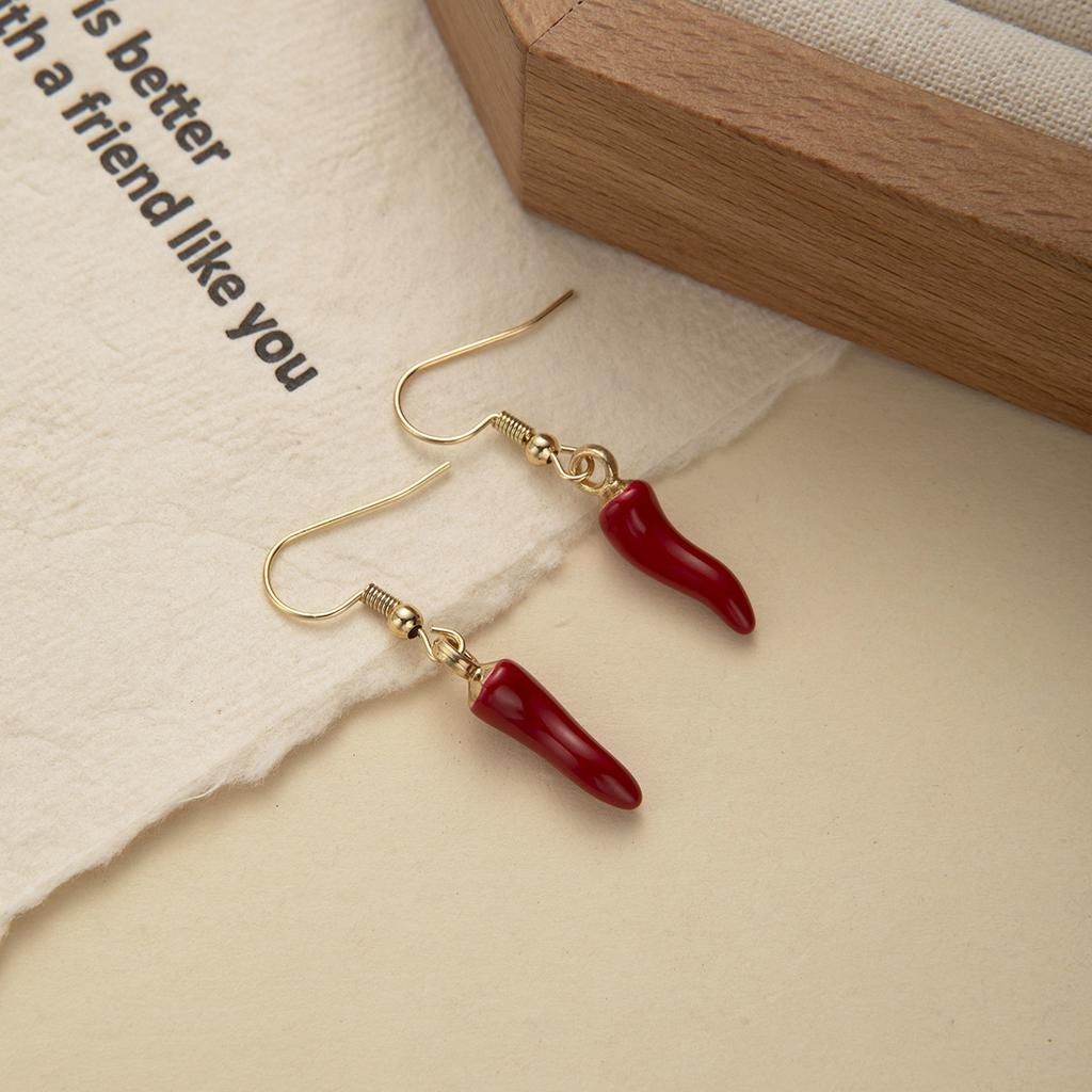 Jalapeño Earrings, Personalized Design Sense, Red Pepper Beard, Cartoon Wide-Brimmed Hat Earrings, Women