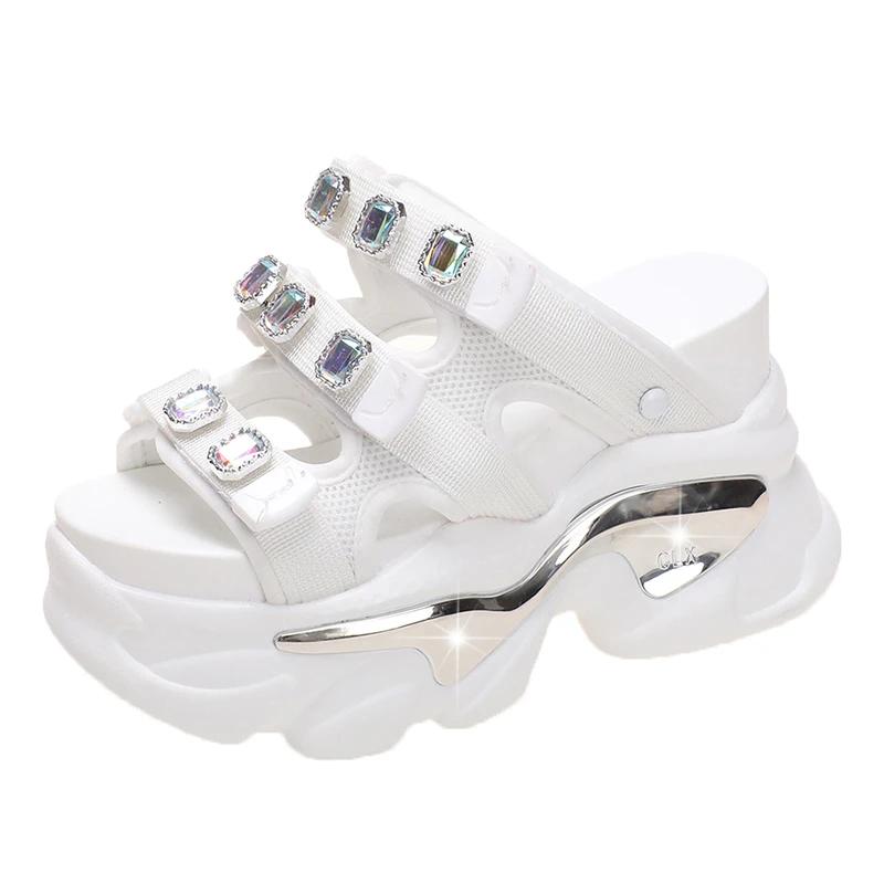 Summer Women Slippers Flip-Flops Ladies Beach Bling Chunky Shoes Wedge Heels Outside Sandals Woman High Platform Slippers 10.5CM