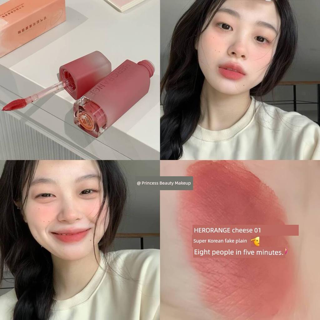 Cold Korean Girl Color! Olive Peel Show Daytime Vegetable Smoke Powder Gray Purple Salted Plum Berry Color Lip Mud Glaze Cream Lipstick